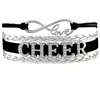 Charm Bracelets Cheer Mom Infinity Megaphone Cheerleader Cheering Squad Team Girls Leather Wrap Jewelry