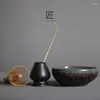 Teaware Set Matcha Holder Tea Stirrer Japanese Traditionell Giftset Bambu Whisk Scoop Ceremic AQA