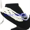 Choker Grekland Grekisk sorority Zeta Phi Beta Symbol Royal Blue White Crystal Pearl Jewelry Multilayered Halsband218U