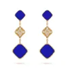 2024 New Four Leaf Clover Earring Fashion Classic Dangle Earrings Designer 여성 마노 Moissanite Diamond Drop Earring Valentines Mothers Grift