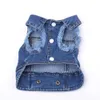 Hondenkleding XKSRWE Honden en katten Jean Jacket Vest Pootafdruk Pet Puppy Denim Jas Lente/Herfst Kleding Kleding 6 maten