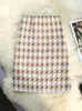 Jupes Syiwidii pied-de-poule tricot pour femmes automne hiver 2024 taille haute a-ligne mince décontracté Vintage élégant mini jupe