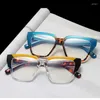 Solglasögon mode oregelbundna fyrkantiga läsglasögon för kvinnor Rensar anti-Blue Light Eyewear Double Colors Kvinnliga glasögon TR90-glasögon