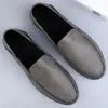 Sapatos masculinos de couro genuíno marca de luxo casual deslizamento em mocassins formais italiano preto masculino condução 240124