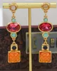 Boucles d'oreilles à clous avec pierres précieuses colorées incrustées, pendentif médiéval, mode européenne et américaine, bijoux pour femmes