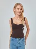 Tanks Femmes Femmes Sans Manches Crop Débardeur Sexy Low Cut Ruché Camisole Skinny Sweetheart Cou Côté Slit Été Slim Cami Gilet