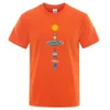 T-shirts pour hommes Système solaire cosmique Planètes Imprimer manches courtes Hommes Street Casual Tee Vêtements Lâche Surdimensionné T-shirt Mâle Été Coton Tops