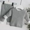 Ensembles de vêtements filles garçons costume thermique bébé enfant en bas âge hiver laine épaisse tricot pull pull pantalon infantile tricot survêtements