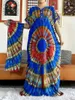 Abbigliamento etnico 2024 Stile Fiore Manica Africana Dashiki Stampa floreale Cotone Abaya Caftano Elegante Lady Estate Maxi abiti casual Vestidos