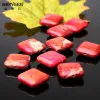 Beads ShinyGem 18mm Red Jaspers Beads Smooth Square Rose Red Sea Sediment Jaspers Natural Stone Beads For DIY Jewelry Making 20pcs/Lot