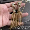 Fashion Wild exaggerated luxurious Necklace Leopard head tassels Full diamonds earring Party Birthday Gift Hip Hop Designer Jewelry Sets