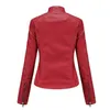 Veste en simili cuir femmes automne printemps femmes Moto Biker veste à glissière rouge noir manteau vêtements d'extérieur marron XS violet marine 240131