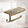 Bathroom Shelves Antique Carving Toilet Roll Paper Rack with Phone Shelf Wall Mounted Bathroom Paper Holder Hook Useful WF1018 Y20272b