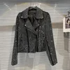 女性用ジャケット高品質2024秋冬のデザイナーファッションダイヤモンドビーズジッパーショートジャケット