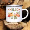 Mugs Pumpkin Drinking Coffee Mug Thanksgiving Enamel Chocolate Milk Handle Cups Farm Party Gifts For Family Friend Lover