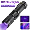 Lanternas Tochas Mini LED UV Lanterna 365/395nm Ultravioleta Portátil Tocha 3 Modos Zoomable Luz Violeta Pet Urina Detector de Escorpião