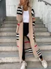 Trenchs de femmes printemps manches longues style décontracté matériau acrylique 2024 mode col en v rayé pull tricoté cardigan lâche