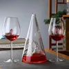 ワイングラスガラスデカンタトライアングル雪をかぶった山の彫刻3次元レリーフフラゴンローズゴブレットカップ