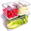 Storage Bottles Saver Containers For Refrigerator Food/Fruit/Vegetables Stackable Fridge Freezer Organizer With Vented Lids