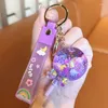 Keychains Summer Oil Liquid Lollipop Keychain Floating Quicksand Snowflake Glitter Acrylic Keyring Pendant For Women Backpack Key Chains