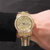 Full Bling stor diamantklocka för män iced-out Hip Hop Mens Quartz Watches Hip Hop Jewelry274s