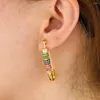 Boucles d'oreilles couleur or coloré Cz Disco perle mobile perlée épingle de sûreté boucle d'oreille magnifique Chic femmes bijoux