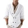 Men's Sweaters 2024 Autumn And Winter Double Breasted Solid Color Polo Collar Long Sleeve Cardigan Sweater