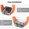 Luxury Mod Kit Transparent PC Frame Case Band Silicone Armband Rems Smart Accessories for Apple Watch 8 7 Case Strap 45mm 44mm For IWatch Series 9 8 7 6 5 4 SE