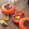 Teller, Snackbox mit Deckel, großes Fassungsvermögen, impliziert Glücksverheißung, 5-Gitter, Persimmon-Form, Schokoladen-Trockenobst-Teller für das Wohnzimmer