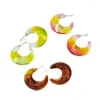 Hoop Earrings & Huggie Pairs Set Ins Rainbow Acrylic Resin Minimalism Geometric Trendy Korean Fashion Women Party JewelryHoop Odet293E