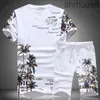 Chinese Style Exquisite Birds Pattern Printing t Shirt and Shorts Suit Summer New High-quality Cotton Mens Short Sets CLQK