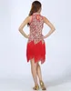 Scen Wear Tassel Latin Dance Costume for Women Dress paljetter Eleganta kostymer tango salsa vuxen