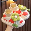 Slipper Winter Children's Cotton Slippers Non Slip Wrap Heels inomhus plysch varma barn hemskor söt blommaflicka