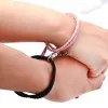 2 st/par justerbara magnetpar armband för älskare handgjorda elastiska gummiband kärleksform armband