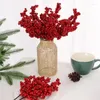 Fiori decorativi 20/1 pz Bacche artificiali Rami Natale Rosso Agrifoglio Bacca Bouquet finto Fai da te Albero di Natale Corona Decorazione della casa di nozze