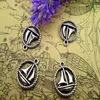 60 pièces-breloques de bateau à voile, ton argent, pendentifs ronds à 2 faces, breloques nautiques, 19x16mm287n