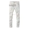 Jeans pour hommes Vêtements de créateurs pour hommes Amires Denim Pantalons Amies High Street Blanc Endommagé Trou Patch Ins Jeunesse Élastique Slim Fit Distressed Ripped Skinny Motoc