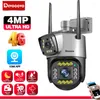 Цветная камера ночного видения 4G с SIM-картой, двойной объектив, автоматическое слежение, наружное 2-стороннее аудио, видео, Wi-Fi, PTZ-наблюдение, 4 МП
