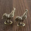 Figurines décoratives Antique cuivre bénédiction coq Miniatures ornement de bureau Vintage chanceux Animal poulet Statue décors artisanat accessoires