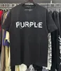 Erkek Tişörtleri 2024ss Siyah Mor Baskı T-Shirt Pamuk Gevşek ve Kadınlar Kısa Kollu Üst Tees