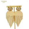 Boucles d'oreilles pendantes SUNNESA doré luxe gland Long cuivre plaqué Dubai mariage Patry bijoux coloré Zircon africain pour les femmes