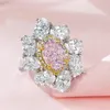 Cluster Rings 925 Silver Imported High Carbon Diamond Powder 6 8mm Flower Cutting Ring Wholesale