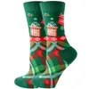 Herrensocken 2024 Socken Weihnachten Weihnachtsmann Baum Schneeflocke Elch Baumwolle Crew Happy Year Fun Soken für Männer
