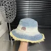 Womens Bucket Hats Vintage Cowboy Wide Brim Hat Outdoor Sun Protection Cap Casual Woolen Letter Gradient Caps