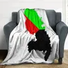 Coperte Martinica in rosso verde e nero Coperta di lana Picnic grafica Letto fresco Durevole Resiste alle rughe