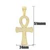 Colliers Moissanite S925 argent rond Round Ankh Cross Pendants Collier Real Diamond Iced Out Colliers For Men Women Jewelry Pass Test Free Free