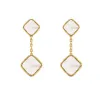 2024 New Four Leaf Clover Earring Fashion Classic Dangle Earrings Designer 여성 마노 Moissanite Diamond Drop Earring Valentines Mothers Grift