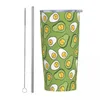 Tumblers Egg And Avocado Stainless Steel Tumbler Green Travel Thermal Cups With Straws Lid Large Car Mugs Cold Water Bottle