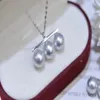 22092603 Collier de bijoux en perles pour femmes akoya 8-9mm trois pendentifs ras du cou plaqué or blanc 18 carats fille cadeau anniversaire élégant ge223i