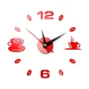 壁の時計diy大きな時計フレームレスジャイアントモダンデザインカフェコーヒーマグビーン装飾キッチンウォッチ281j